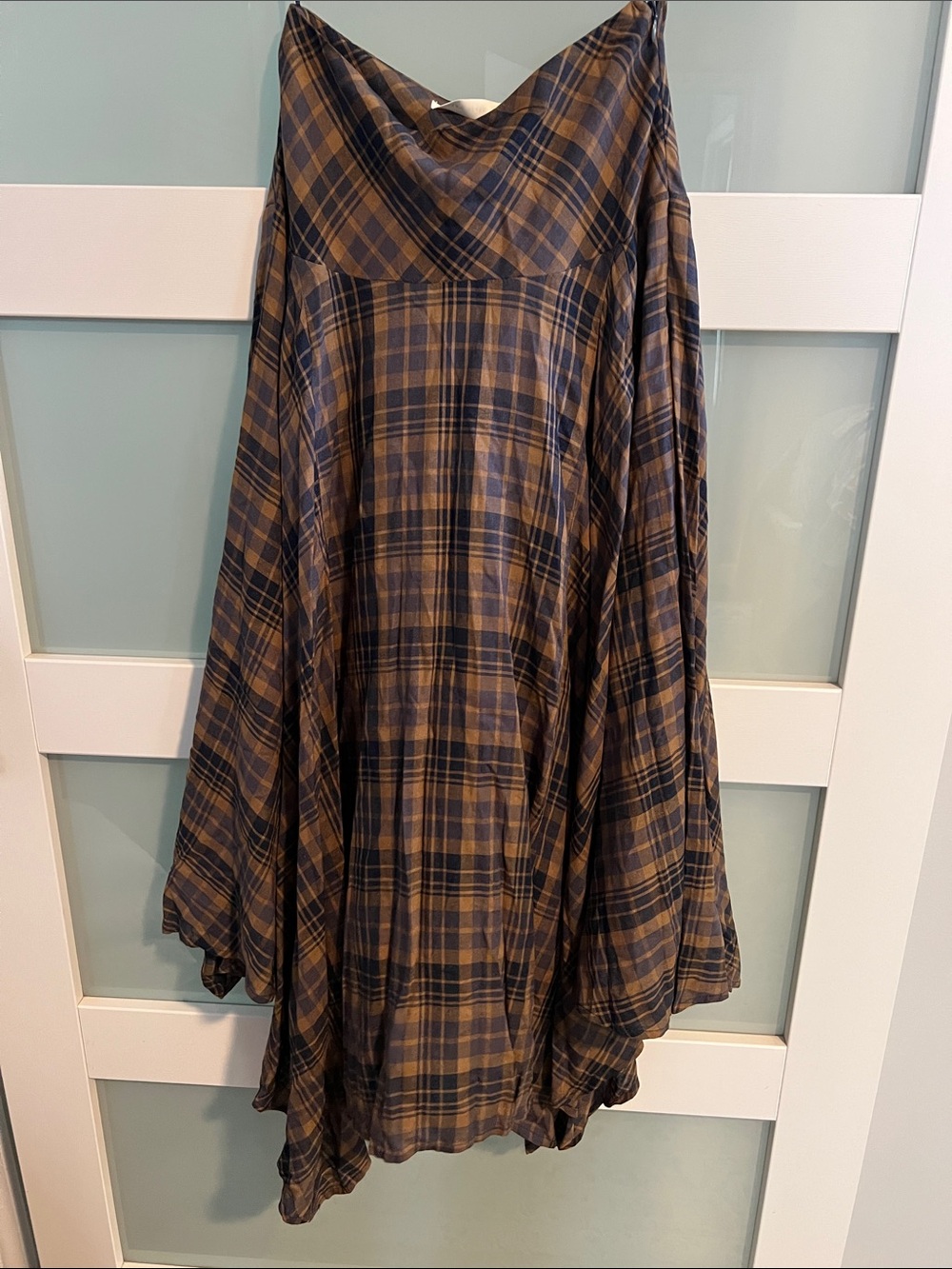 NWT - Altar’d State Relaxed Plaid Skirt in Brown and Navy